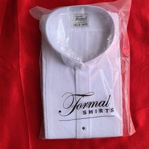 Brand new 3XL-9 Formal Shirts white pique wingtip tuxedo shirt for men